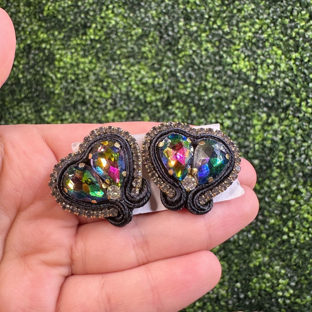 Handmade‎ black heart shaped Earrings NEW